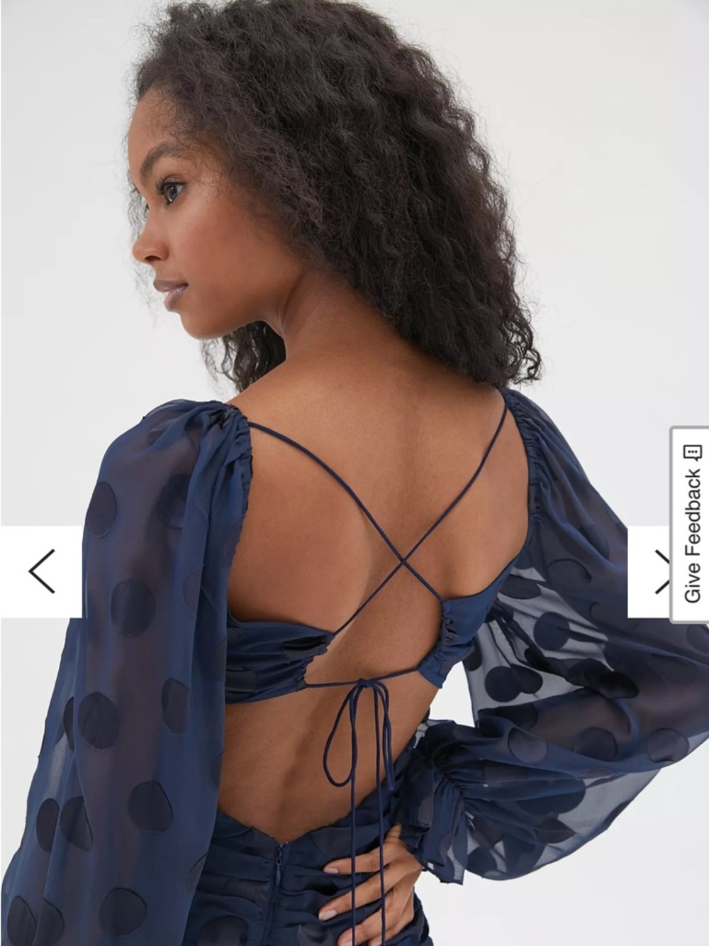 NWOT For Love & Lemons Midnight Lula Ruched Mini Dress Polka Dot Jacquard & Open - Picture 4 of 6
